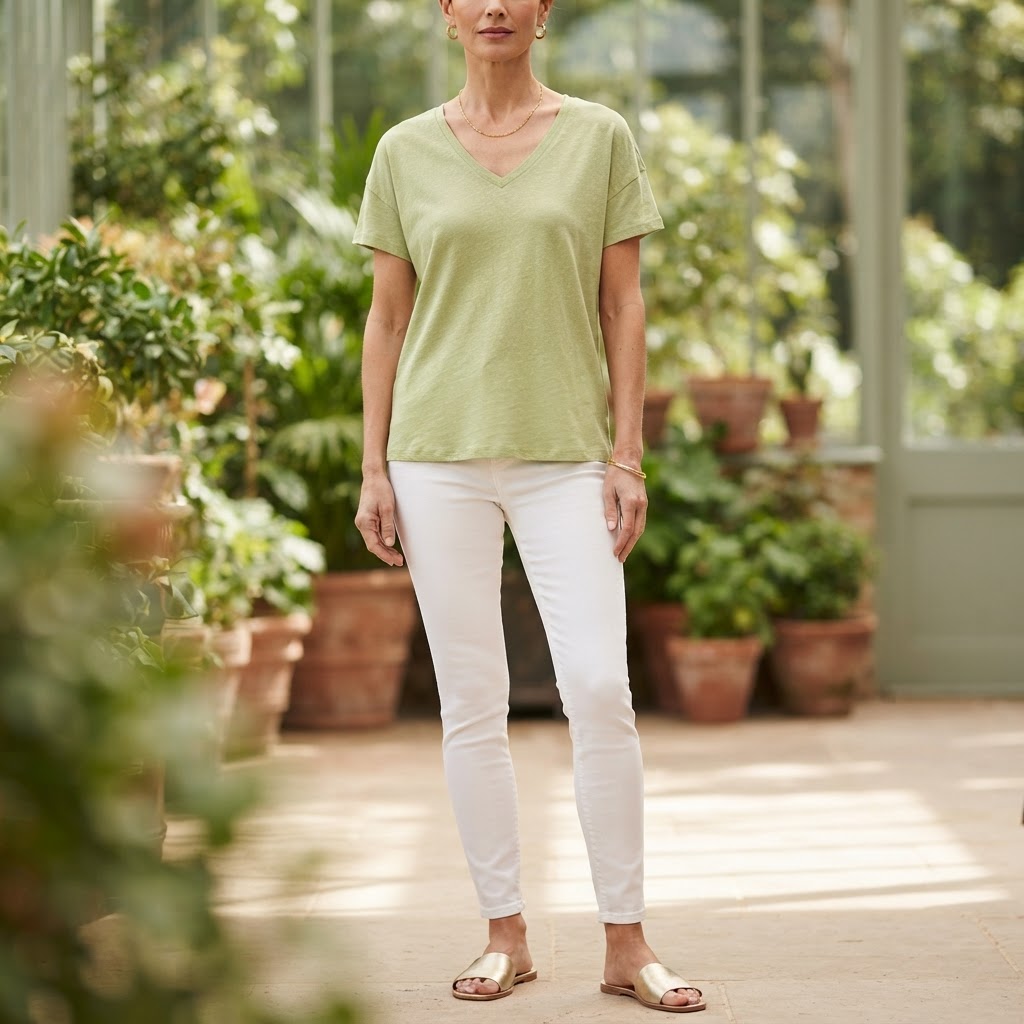 Women's Lime Green Relaxed V-Neck T-Shirt