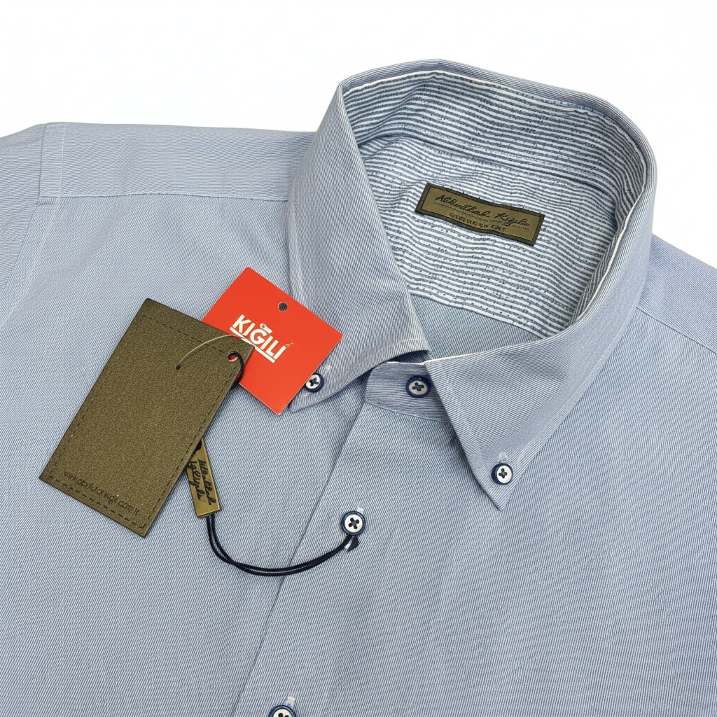 Abdullah Kığlı Men's Exclusive Cut Light Blue Dress Shirt