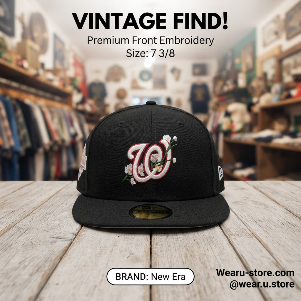 New Era Black Washington Nationals Floral Flat-Brim Cap