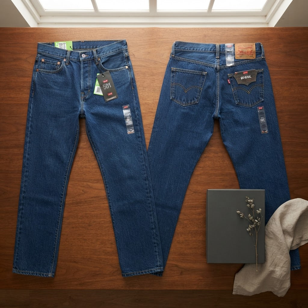 Levi's Indigo Blue Straight Leg Jeans with Button Fly