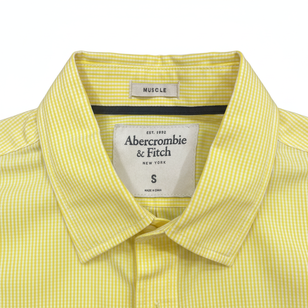 Abercrombie & Fitch Yellow Striped Muscle Fit Shirt