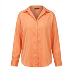 Women's Vibrant Orange Satin Oversized Button-Down Blouse