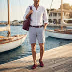 LIVERGY Men's Blue and blue Striped Tailored Shorts