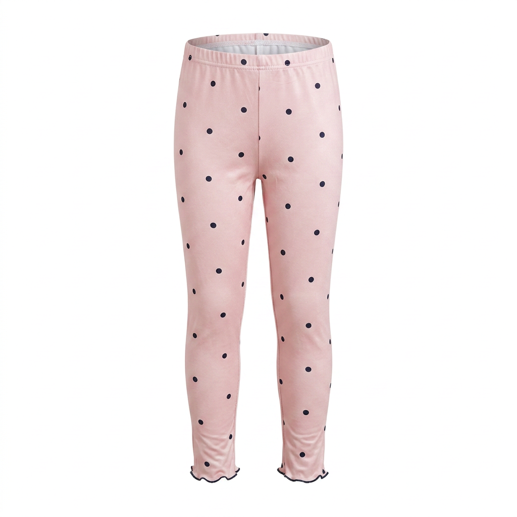 SHEIN Pink Polka Dot Lettuce Hem Leggings - Girls Size 6Y