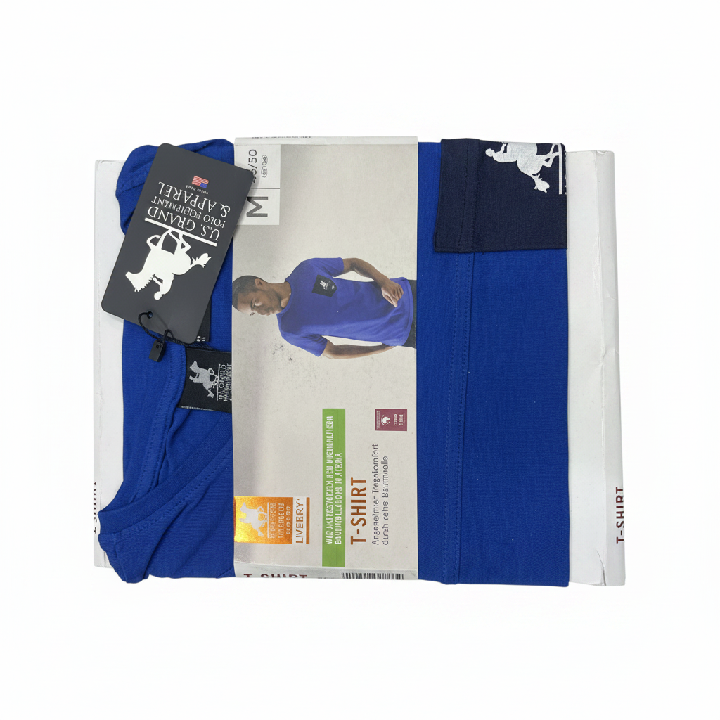 Livergy x U.S. Grand Polo Men's Blue Cotton Pocket T-Shirt