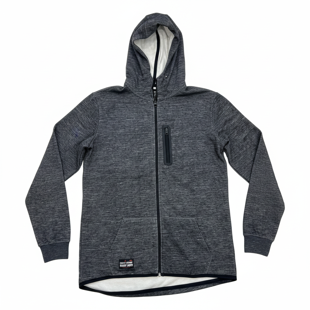 Men's Charcoal Heathered Full-Zip Fleece Hoodie Jacket