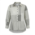 Women's Black and White Striped Oversized Button-Down Shirt