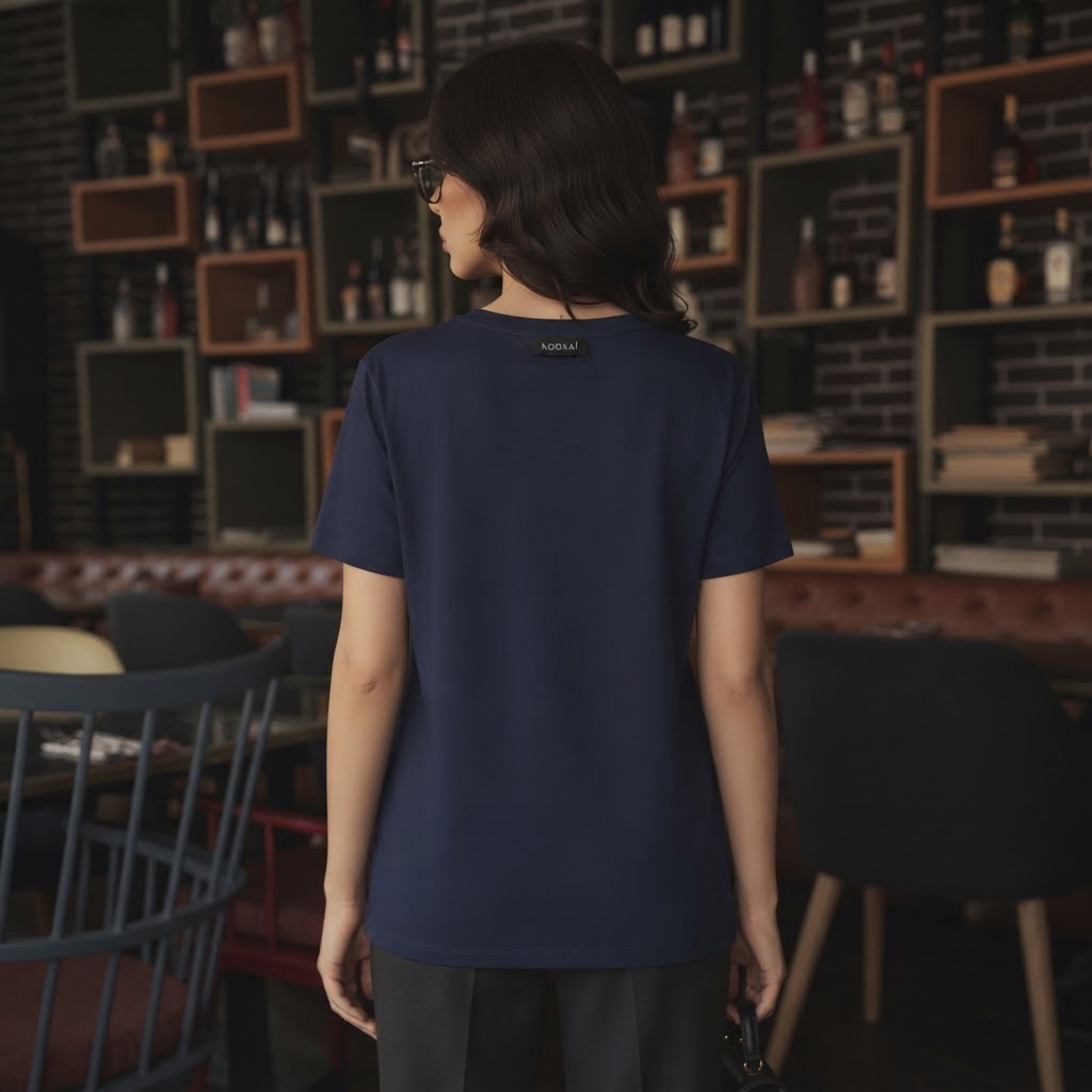 KOOKAÏ Navy Blue Short Sleeve Crew Neck Cotton Jersey T-Shir
