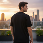 FRED PERRY Men's Black Crew Neck T-Shirt with White Chest St