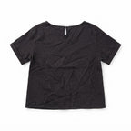 Women's Charcoal Short-Sleeved Textured Woven Top