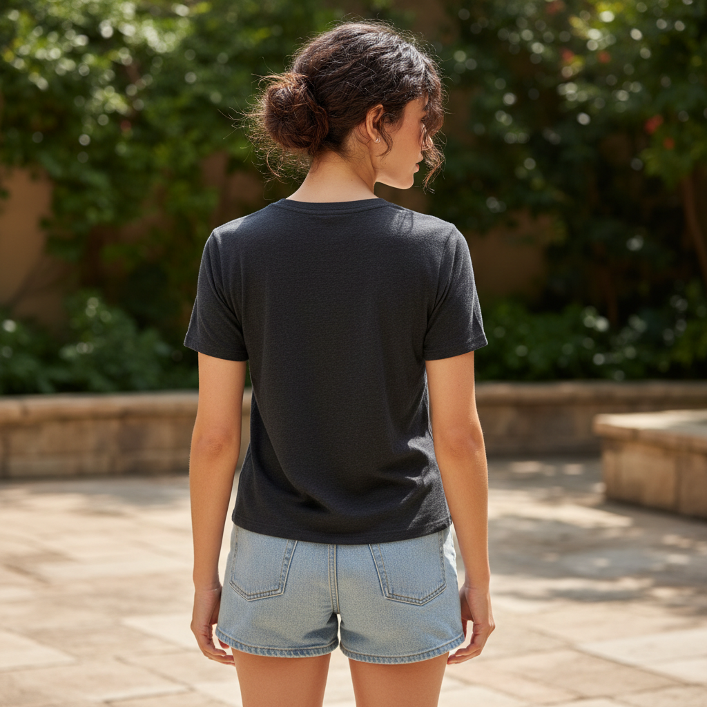 Women's Charcoal V-Neck Relaxed Fit T-Shirt