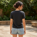 Women's Charcoal V-Neck Relaxed Fit T-Shirt