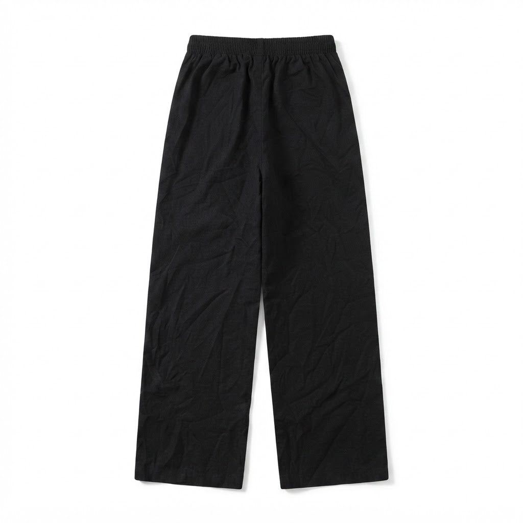 Women's Black High-Waist Sailor Wide-Leg Trousers