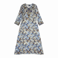 Women's Blue & Brown Tie-Dye Embellished Maxi Kaftan Dress