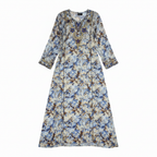 Women's Blue & Brown Tie-Dye Embellished Maxi Kaftan Dress