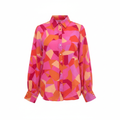 Caroline Morgan Women's Geometric Print Puff Sleeve Blouse