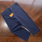 Navy Blue Cropped Capri Leggings with Elastic Waist