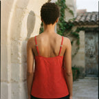 Women's Red Cotton Eyelet Cami Dress