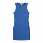 SHEIN Royal Blue Sleeveless Ribbed Knit Column Mini Dress