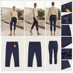 Navy Blue Cropped Capri Leggings with Elastic Waist