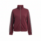 Savior Women's Burgundy Striped Zip-Up Track Jacket