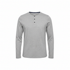Livergy Men's Grey Long Sleeve Henley Shirt