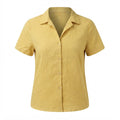 Women's Yellow Short-Sleeved Camp Collar Shirt