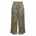 Women's Grey & Gold Baroque Print Pleated Wide Leg Trousers
