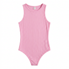 SHEIN Pink Ribbed Strapless Snap-Crotch Bodysuit