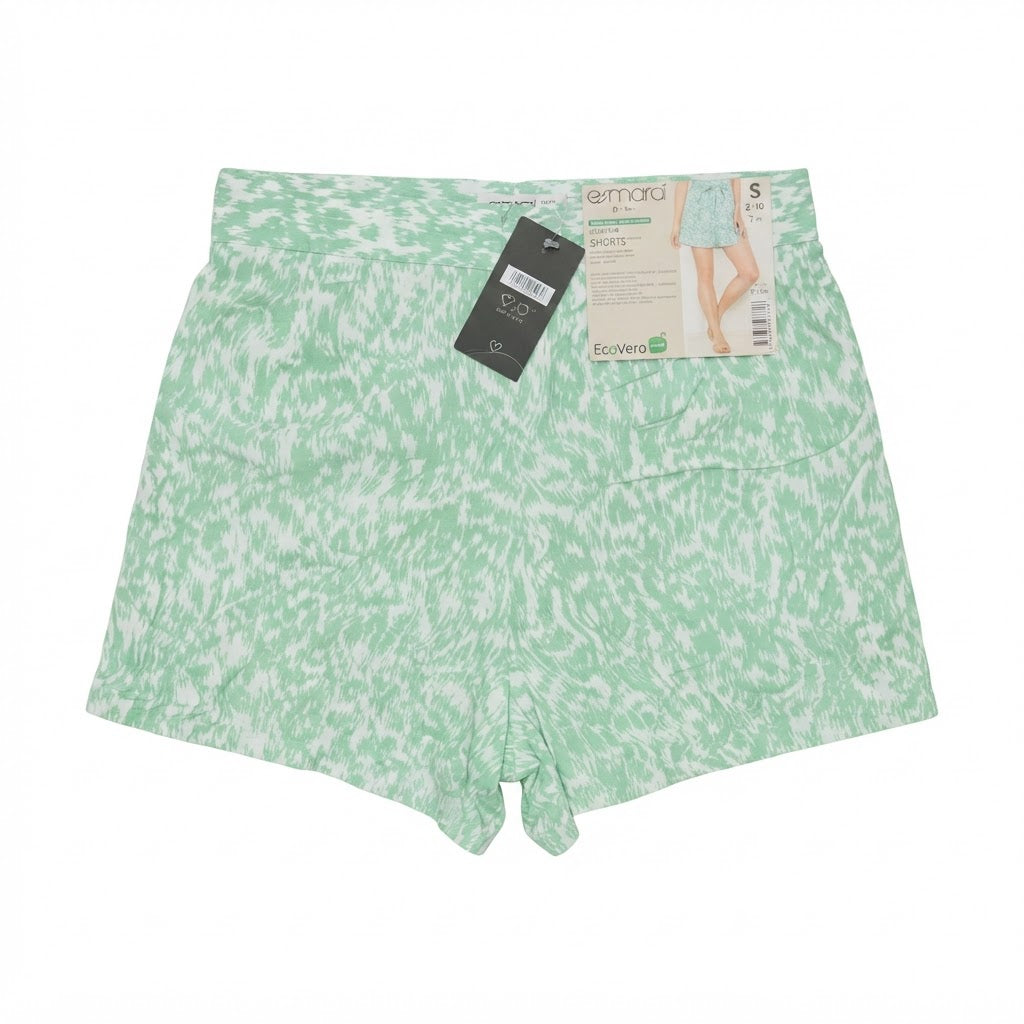 Women's Green and green Ruffled Abstract Print Shorts