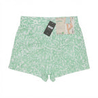 Women's Green and green Ruffled Abstract Print Shorts