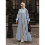 Powder Blue Crinkle Organza Floor-Length Abaya Dress
