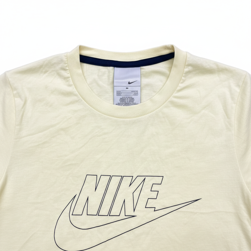 Nike Men's Pale Yellow Graphic Logo T-Shirt - Size M