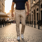 Reebok CLASSIC Men's Slim-Straight Beige Chino Trousers