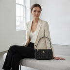 COACH NEW YORK Black Embossed Patent Leather Shoulder Bag