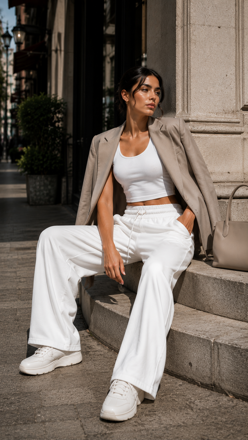 Max Women's White Wide-Leg Fleece Lounge Pants L-XL