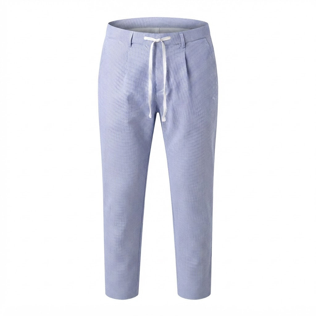 UNIQLO Women's Blue Gingham Drawstring Tailored Trousers