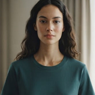 Deep Teal Relaxed Fit Boxy Crewneck T-Shirt