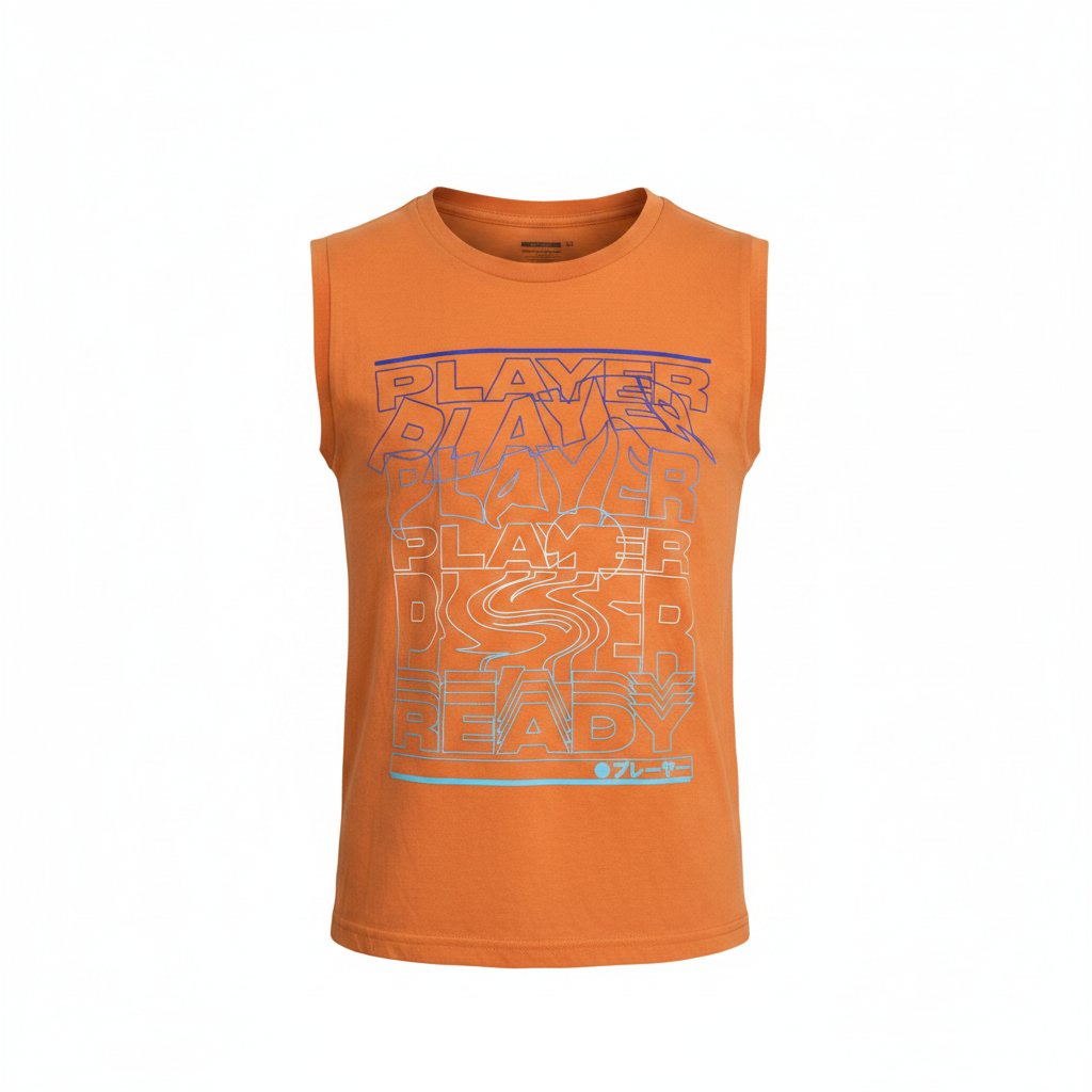 F&F Kids Orange Graphic Sleeveless Cotton Tank Top