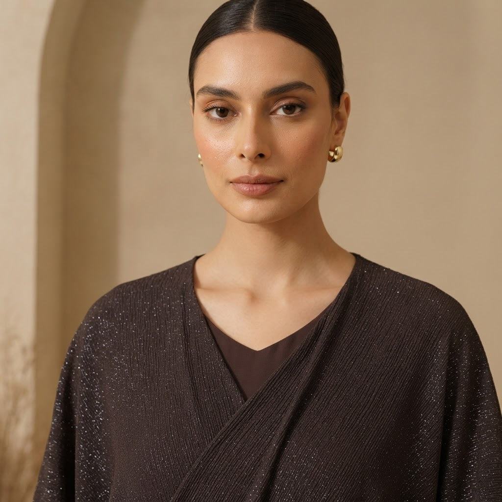 represent Chocolate Brown Shimmer Kaftan-Style Floor-Length