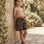 SHEIN Tan Leopard Print SHEIN Kids' Shorts with Elastic Wais