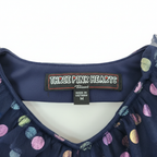 Three Pink Hearts Navy Metallic Polka Dot Tiered Dress