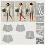 Heather Gray Drawstring Jersey Shorts with Embroidery