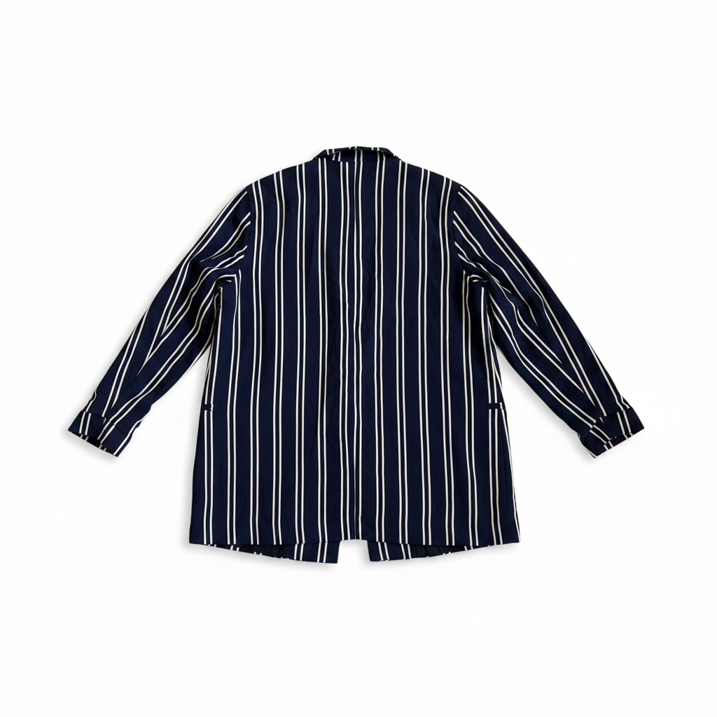 lefties Women's Navy and White Vertical Striped Tailored Bla