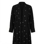 Women's Black Embroidered Modest Longline Abaya Robe