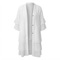 Women's White Swiss Dot Tiered Long Kimono