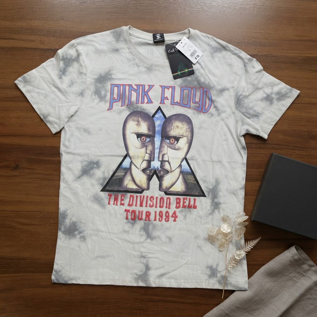 Pink Floyd Grey Tie-Dye Graphic Band T-Shirt with 1994 Tour