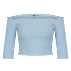 [WearU Generated:merch_ghost] FB Sister Light Blue Ribbed Knit Straight Tube Top – ghost front view