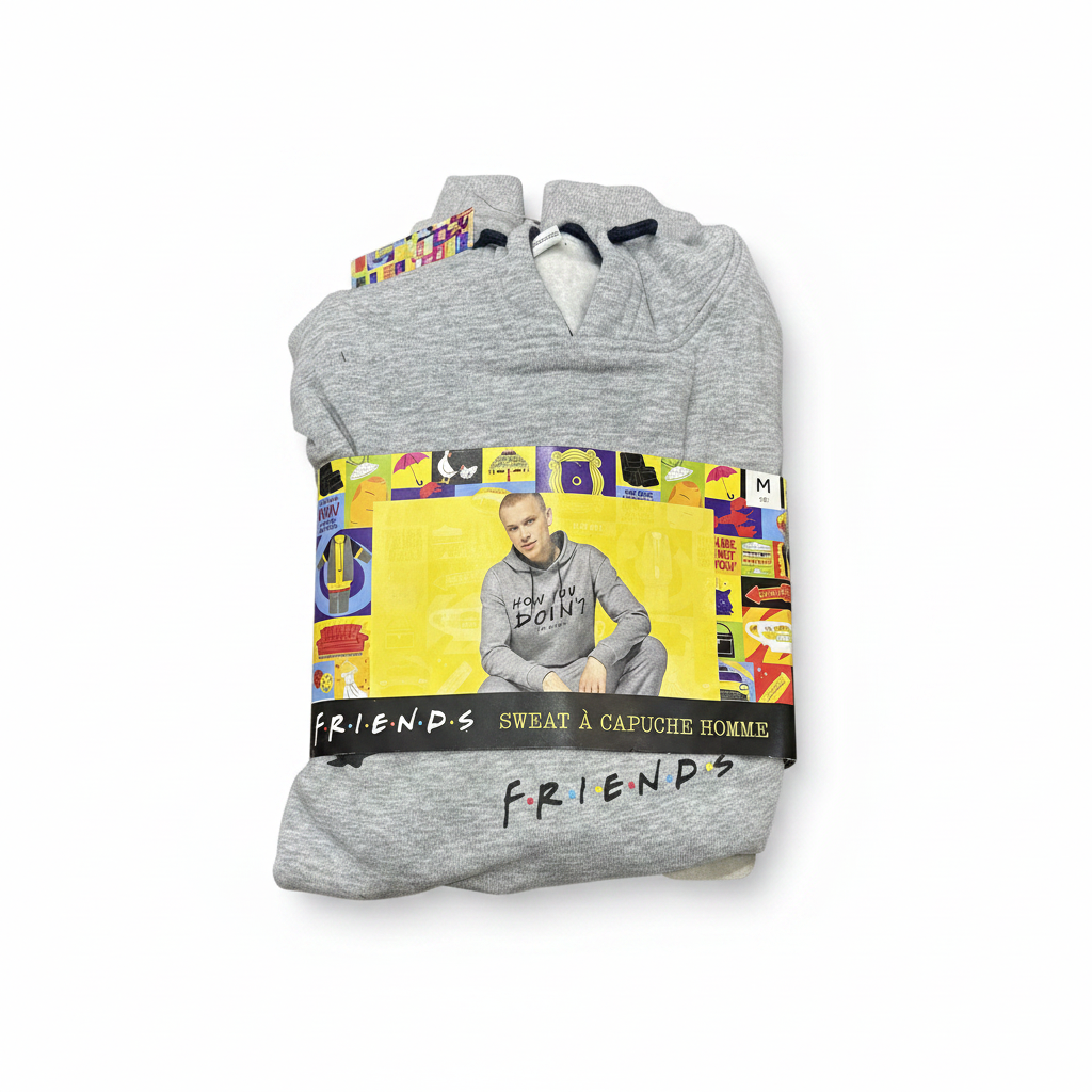 Friends Men's Grey How You Doin' Graphic Cotton Hoodie
