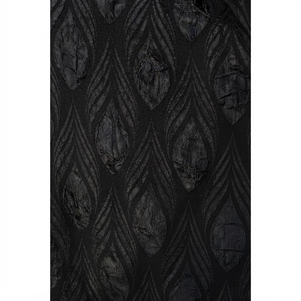 Luxury Jet Black Botanical Jacquard Full Length Abaya